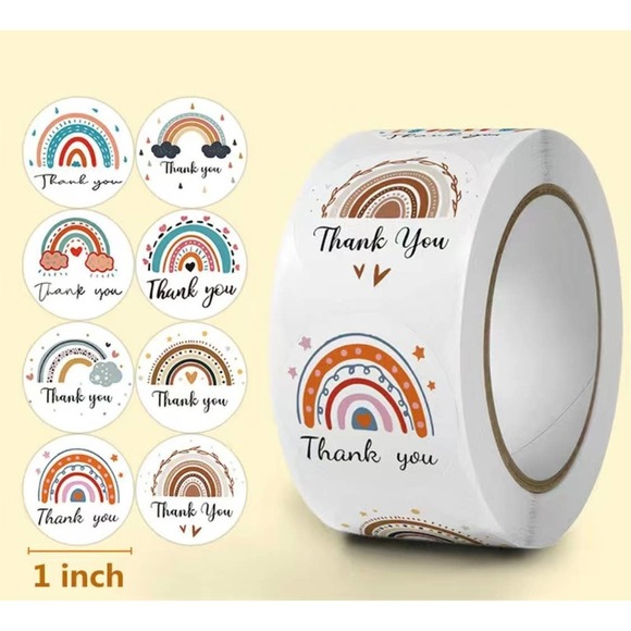 Rainbow Boho Thank You Stickers 500 Piece for Packages - Picture 3 of 3